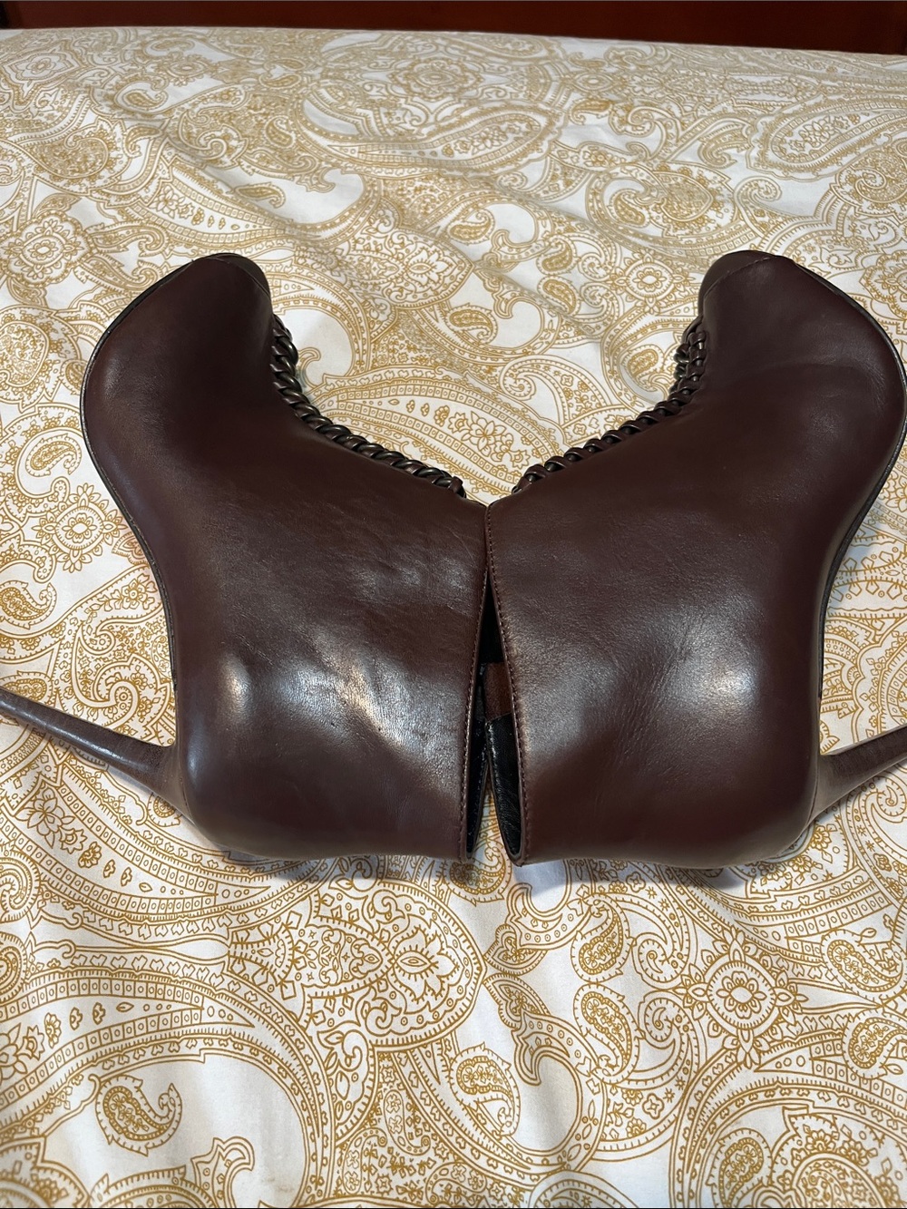 Coach Brown Leather Peep-Toe Mules with Braided Front - Picture 9 of 10